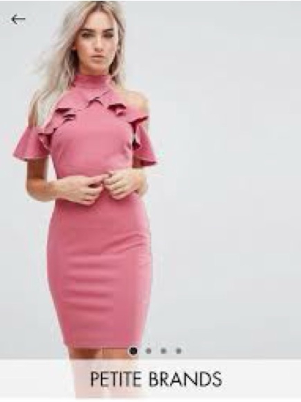 Cold-Shoulder Ruffle Sheath Dress in Rose